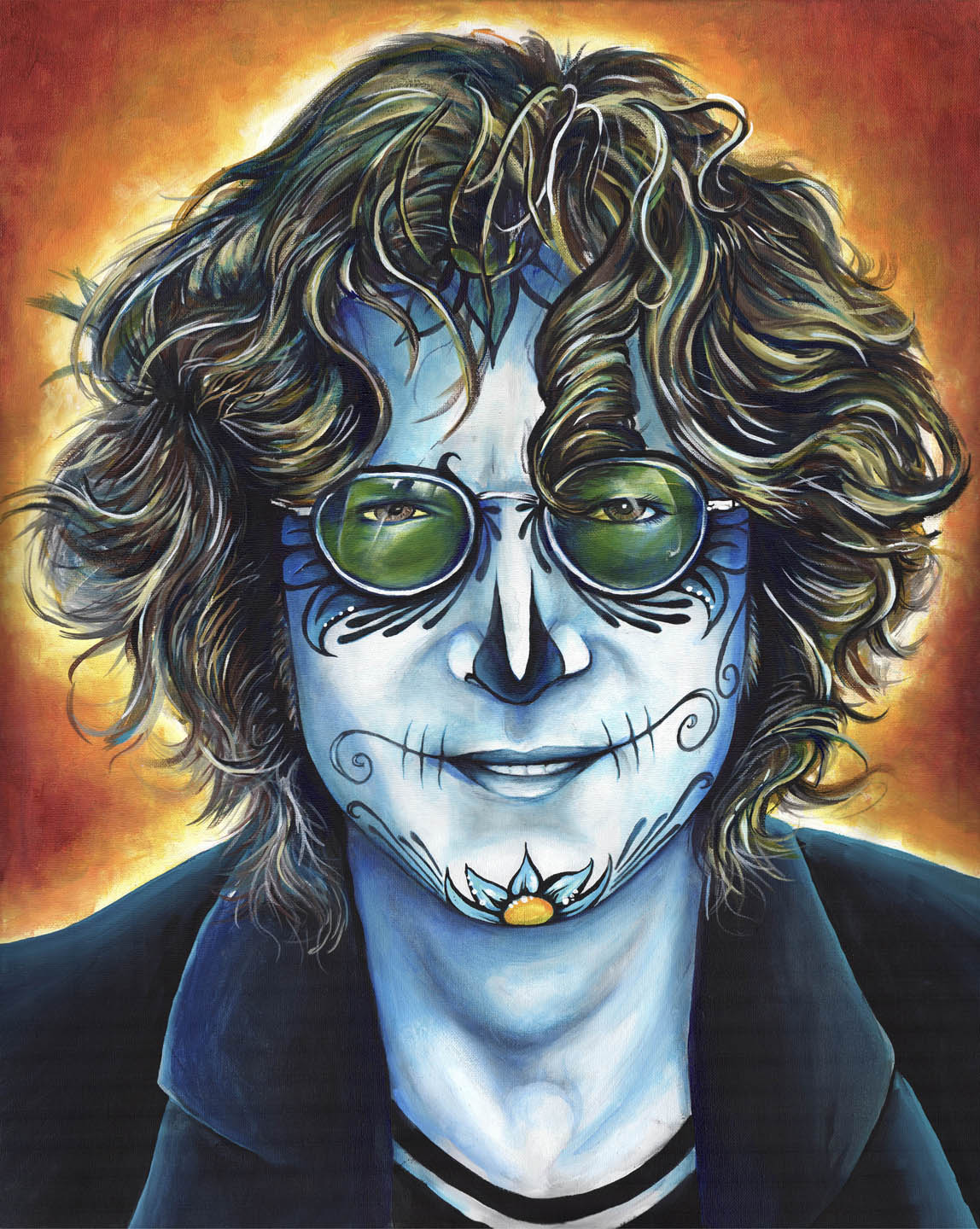 Imagined Reality, a colorful Pop Skullture portrait painting by David Cruey.