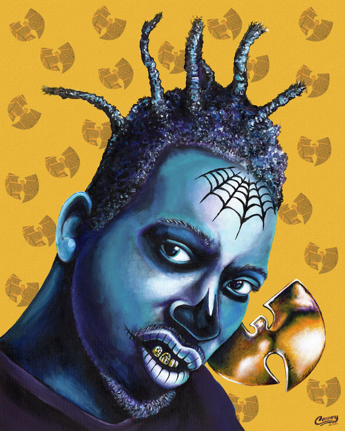 Three P Squad, a colorful Pop Skullture portrait painting by David Cruey.